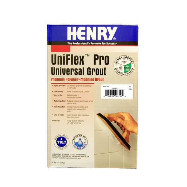 Henry 8 lb. UniFlex Pro Rapid Set Universal Grout-Silver Shimmer; Sanded indoor/outdoor Henry UniFlex Grout